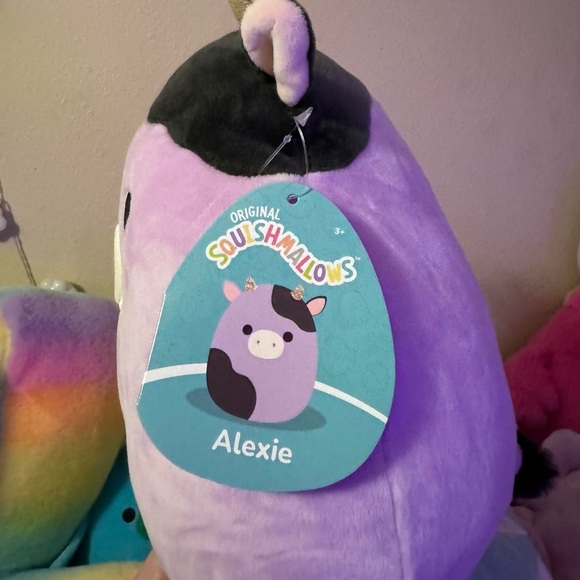Squishmallow Alexie the cow purple w gold metallic horns RARE 8” plushie kawaii - Picture 5 of 8